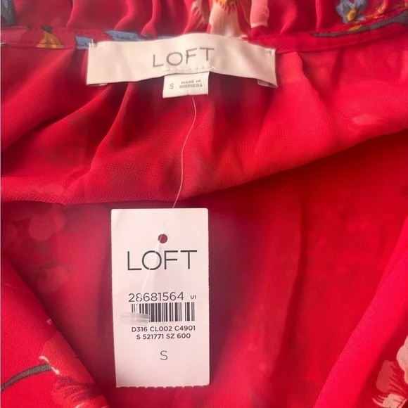 Loft dress new with tags! Size small women’s. Red with fun floral print. - Picture 10 of 10